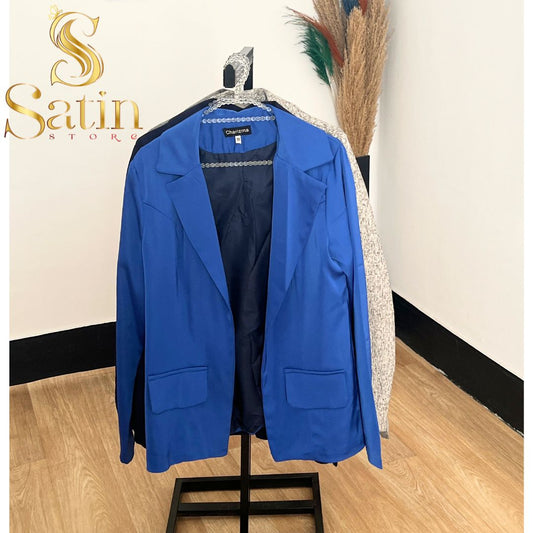 satin blue formal blazer fully lined